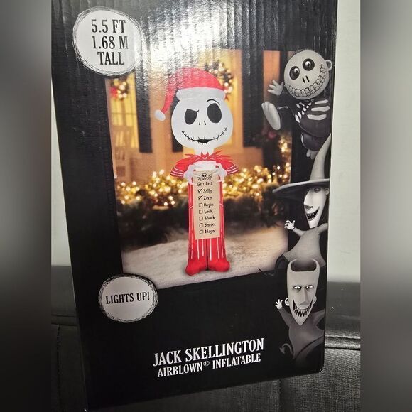 Santa Jack Skellington Wish List Gemmy Airblown Inflatable 5.5 ft Christmas New - Picture 4 of 5